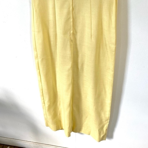Vintage 60s Long Prom Dress Pale Yellow Maxi Retro Short Sleeve Womens Small - Picture 8 of 11